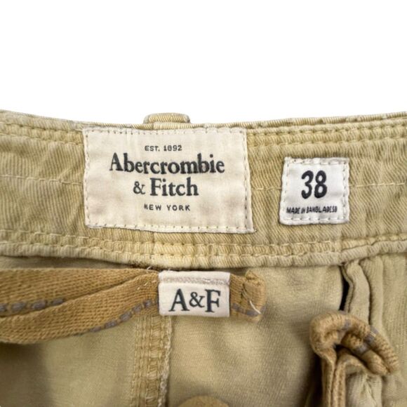 Abercrombie Fitch Cargo Shorts Men 38 Khaki Tan Heavy Distressed Paratrooper Y2K - Picture 5 of 14